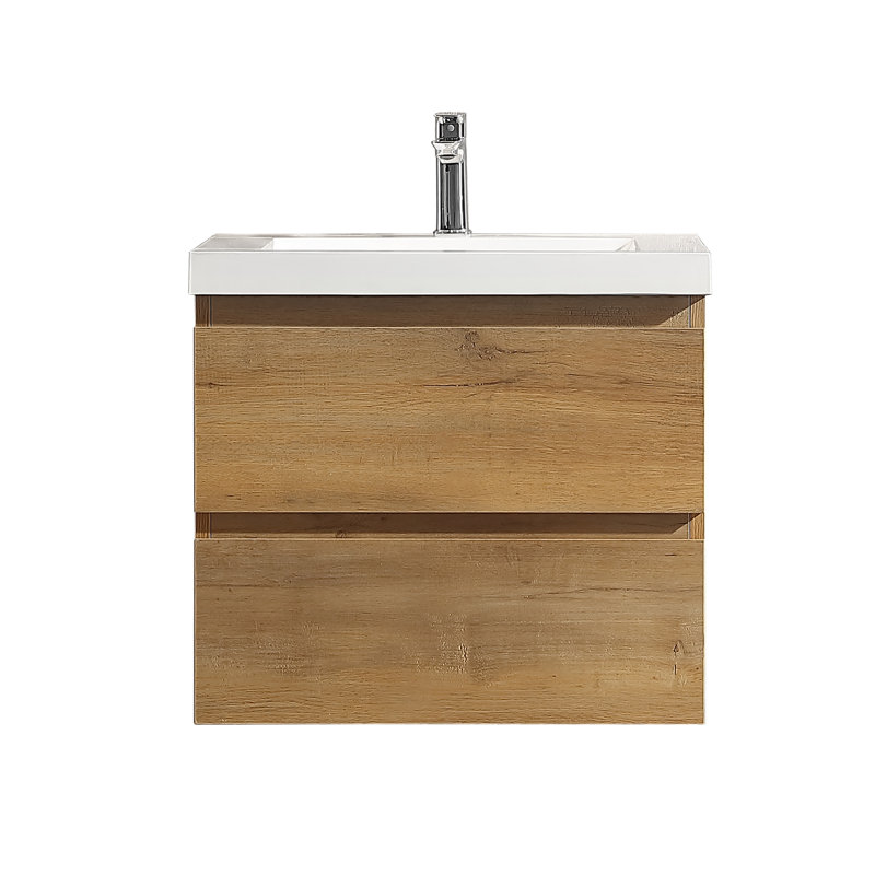 Meuble-lavabo suspendu avec lavabo en porcelaine et comptoir en surface solide, meuble-lavabo mural en MDF avec 2 tiroirs à fermeture douce, préassemblé, 24 po/30 po/36 po