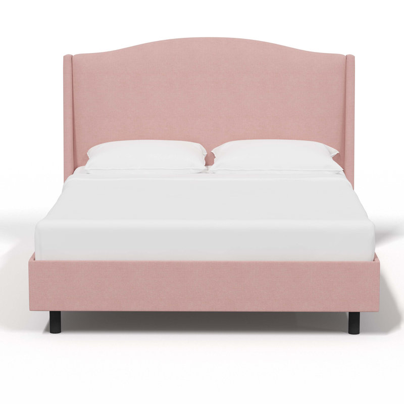 Cealie Upholstered Wingback Bed, Classic Blush Linen, King