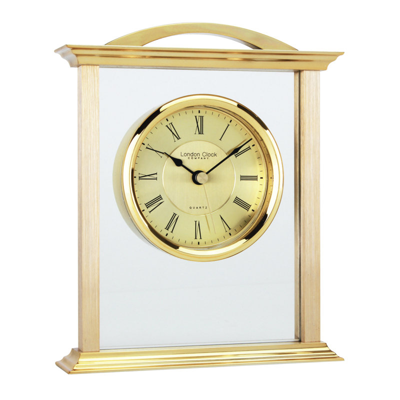 Mantle Traditional Analogue Metal Quartz Movement / Crystal Tabletop Clock in Gold