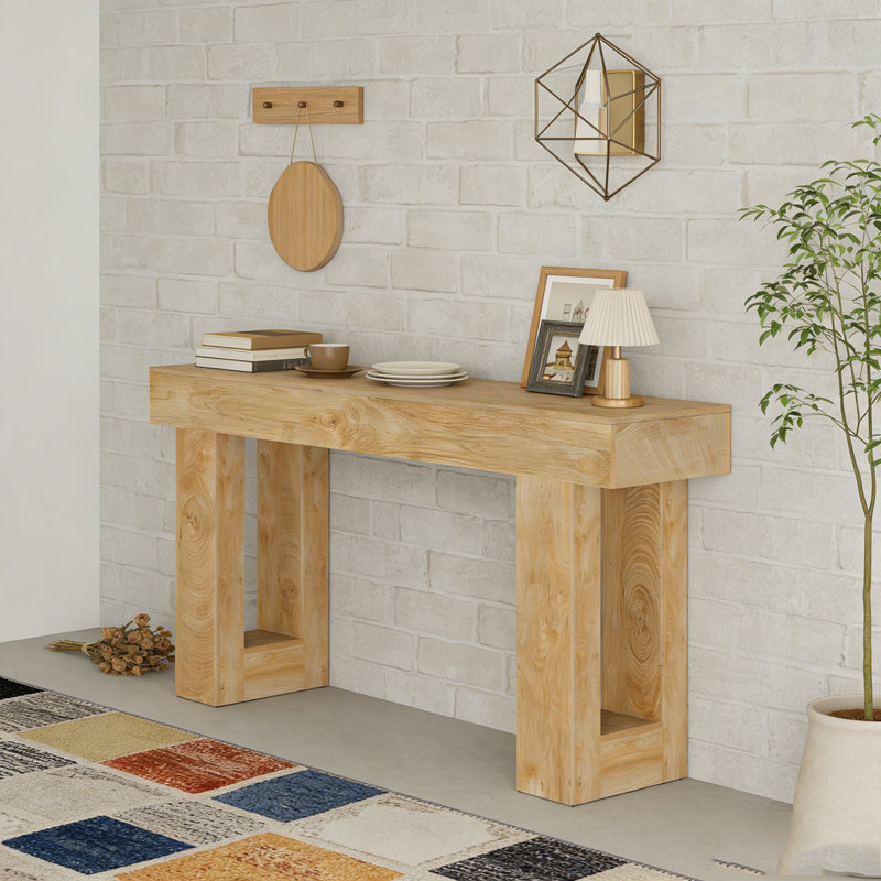 Wooden Sofa Console Table For Entryway, Natural