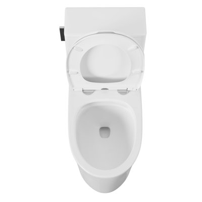 Deervalley One Piece Toilet, Dual Flush Siphon Jet System Toilet with Side Mount Flush Button, Soft Closing Seat Included, Floor Mount Installation, White Finish