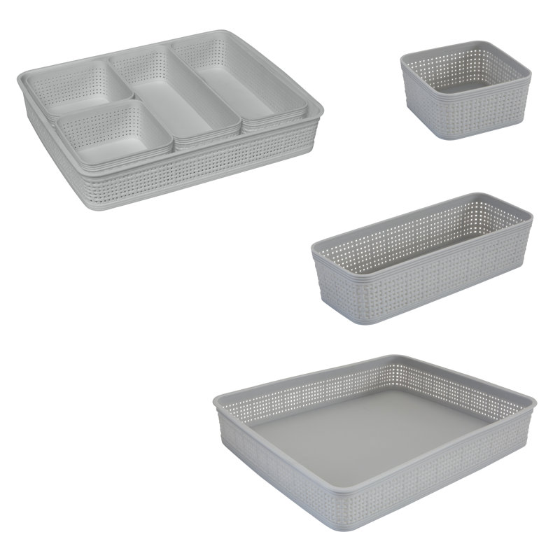 Ensemble de 5 paniers en plastique, Gris