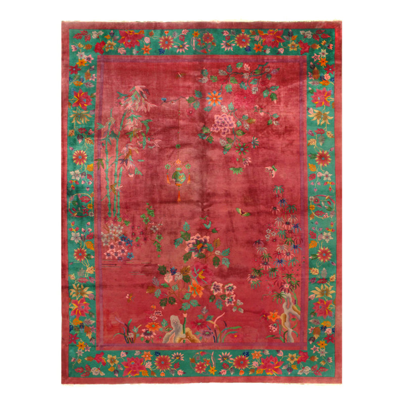 Tapis unique rouge / vert 8 pi 8 po x 11 pi 3 po Azayah