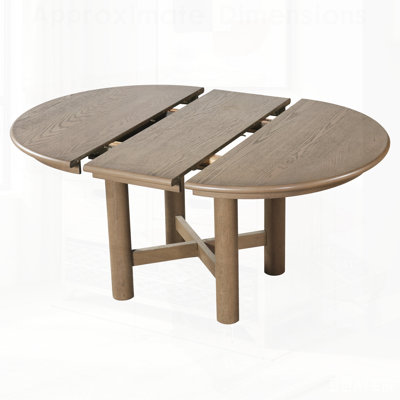 Wood Extendable Oval Dining Table, Removable Leaf, Solid Wood Legs, Seats 4-6 People for Dining Room & Kitchen