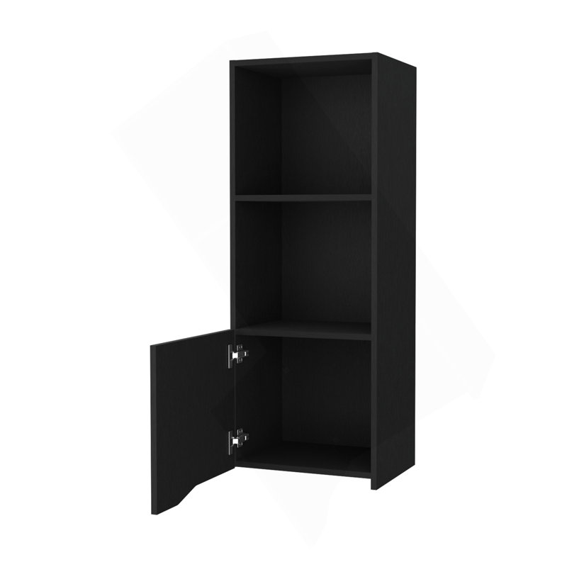 Armoire murale Pima en mélamine avec une porte, noir