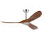 Ventilateur de plafond en bois massif 52 po, extérieur, 3 pales, sans lumière, noyer, pour porche de chambre à coucher pour patio, télécommande, résistant à l'eau