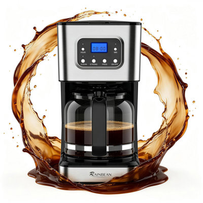 10-Cup Programmable Coffee Maker, Drip Coffee Machine with 24-Hr Timer, Dual Brew Strength, Anti-Drip, Keep-Warm & Auto Shut-Off