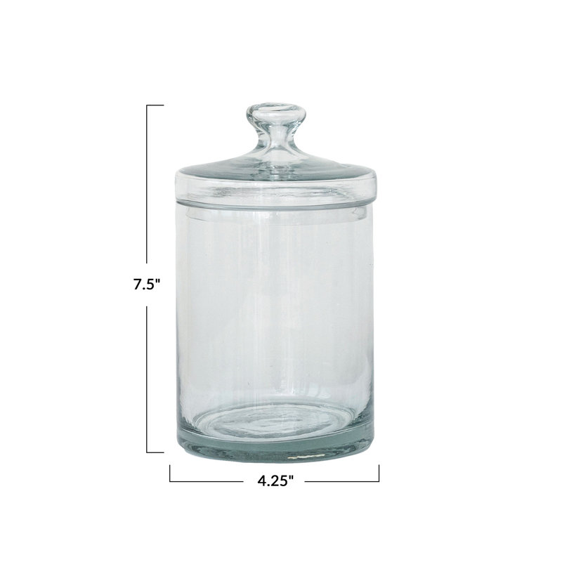 Compact Glass Jar with Lid, 7.5" H x 4.25" W x 4.25" D