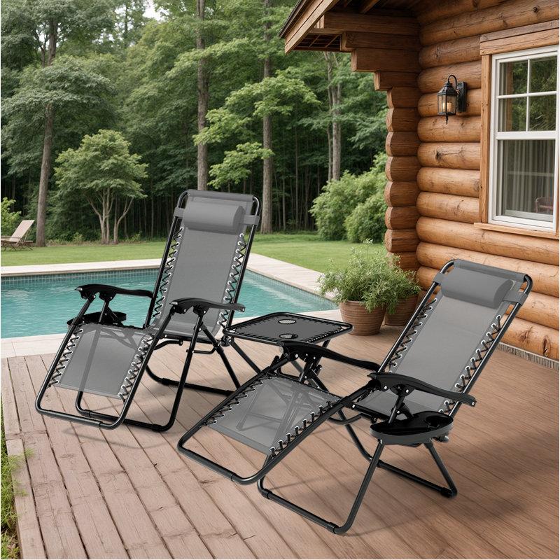 Fauteuils inclinables portatifs réglables pour l'extérieur, Gris