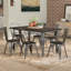 Solid Wood Top Metal Base Dining Table-440573152