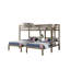 Lit superposé simple triple Tenn, table de chevet intégrée et port USB, bois gris