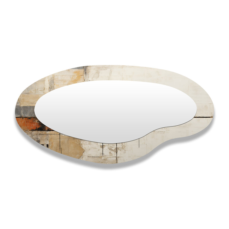 Miroir mural asymétrique abstrait abstrait beige et brun - Collages abstraits