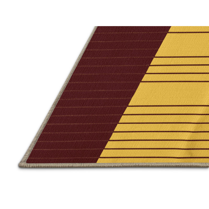 Tapis brun à rayures horizontales lavable à la machine, Rectangle 5 pi x 7 pi