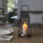 Decorative Metal Pillar Hurricane Candle Holder with Sandstone Base - Modern Tabletop Candlestick Holder for Tabletop Accent - Black-313736812