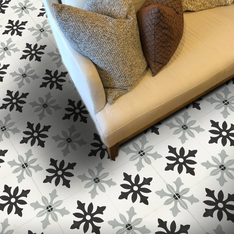 Azrou 8 in. x 8 in. Tile, Black/White/Gray