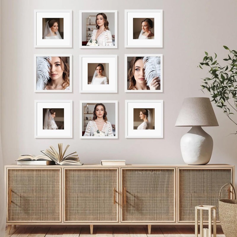 Set Of 9 White 12x12 Picture Frames