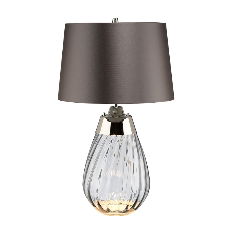 Lampe de table Lena, H 24 po x l 13,75 po x P 13,75 po, Fumée / nickel poli, Satin ardoise