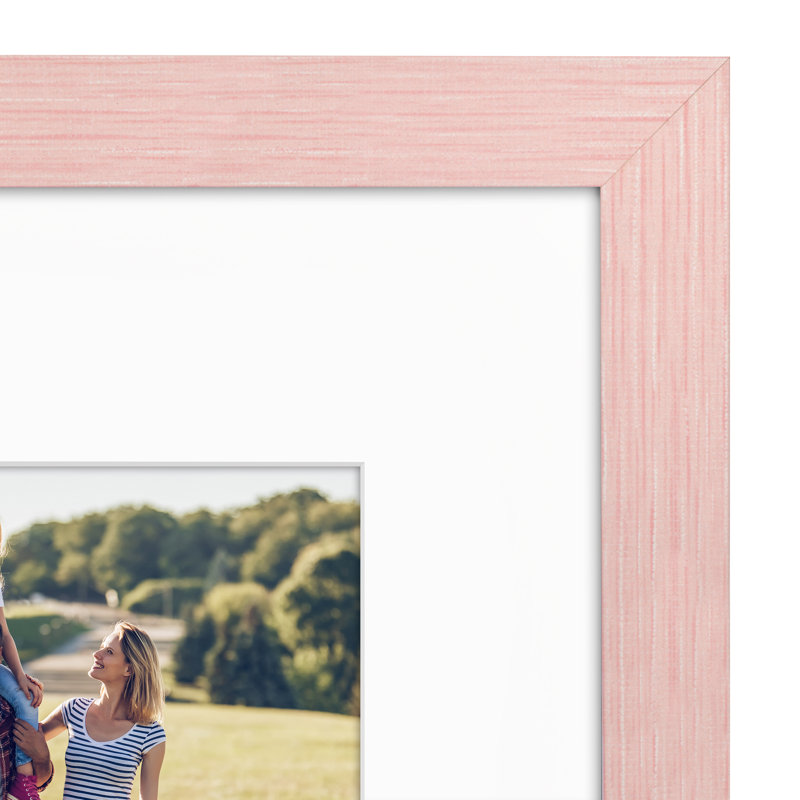 Cadre photo Americanflat - Cadre avec passe-partout - Moulure large - Verre résistant aux chocs, 11 po x 14 po, Rose