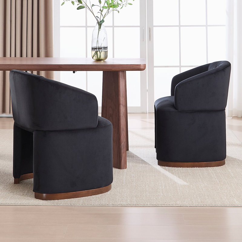 25" Wide Modern Dining Chair Upholstered Barrel Armchair With Solid Wood Legs And Backrest, For Dining Room/Living Room