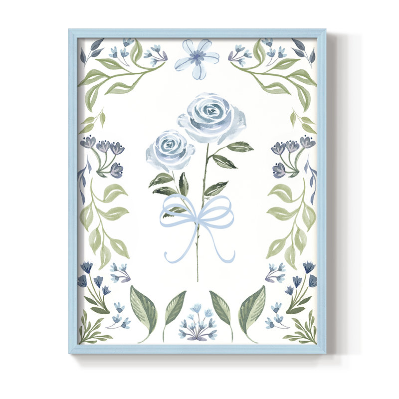 «Pretty» en bleu, reproduction encadrée - bois massif, H 30 po x l 24 po, Bleu