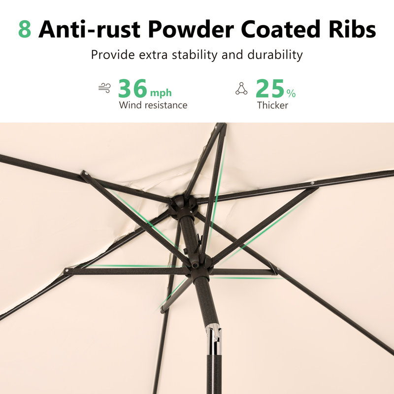 Patio Umbrella Outdoor Table Market Umbrella with Push Button Tilt & Crank
