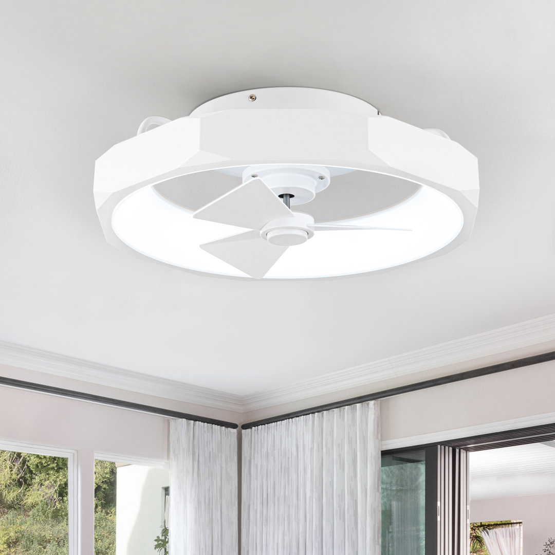 18.9" Flush Mount Caged 6-speed Reversible Ceiling Fan with Dimmable 3CCT LED Lights and Remote Control Orren Ellis 