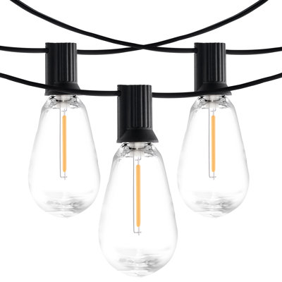 50FT LED Outdoor String Patio Lights Waterproof 15 S14 Shatterproof Bulbs