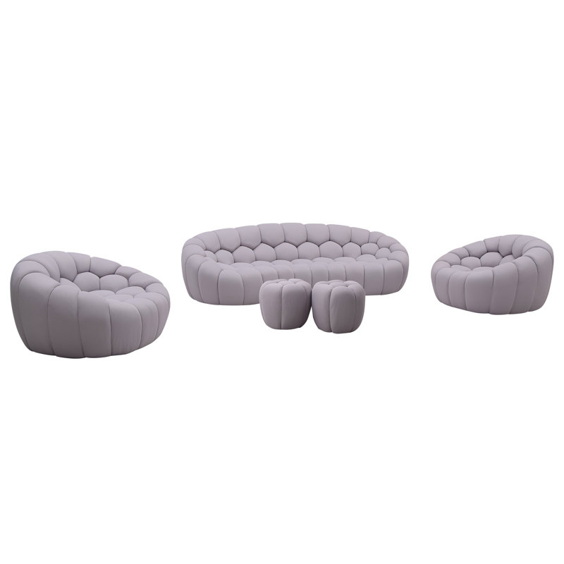 Modern 104" Upholstered 3-seater Sofa, Gray Microfiber / Microsuede