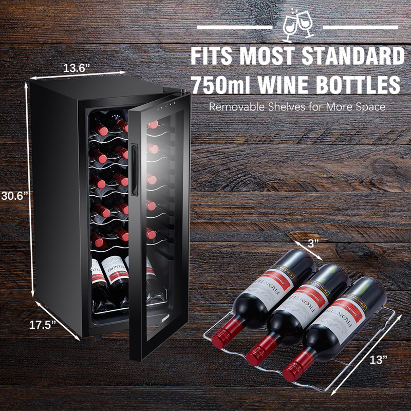STAIGIS Single Zone 13.6'' Freestanding 18 Bottle Wine Refrigerator