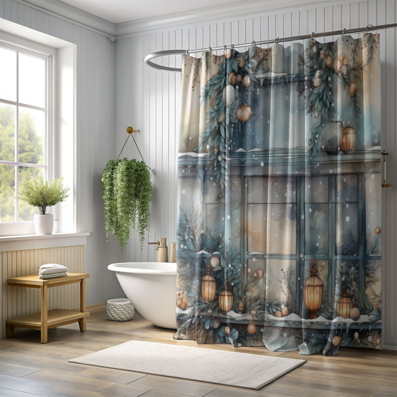 Festive Affiche - Rideau de douche Premium, H 74 po x l 71 po