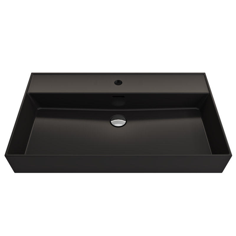 Milano 31.69'' L Bathroom Sink, Matte Black, 8" Widespread