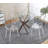 Round Dining Table With Cross Metal Leg-1396574354