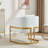 Upholstered Barrel Chair With Metal Base-1938293048