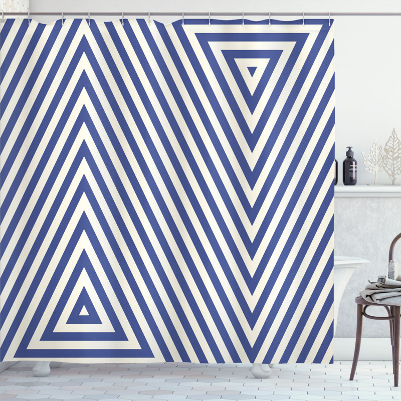 Geometric Shower Curtain with Hooks Included, 69" W x 70" L