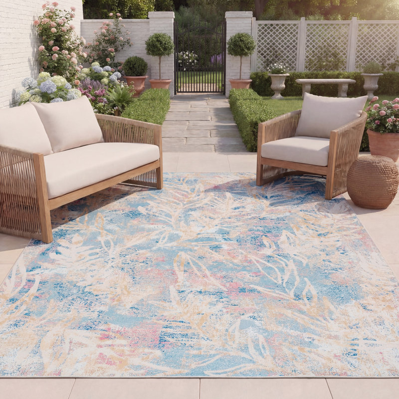 Tapis d'intérieur / extérieur à motif floral Barbados 500 Performance, Rectangle 8 pi x 10 pi 5 po