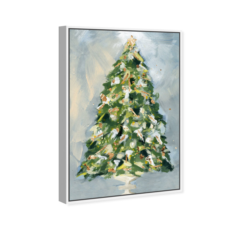 «Christmas Tree 3», peinture sur toile, H 15 po x l 10 po x P 2 po, Flotteur blanc