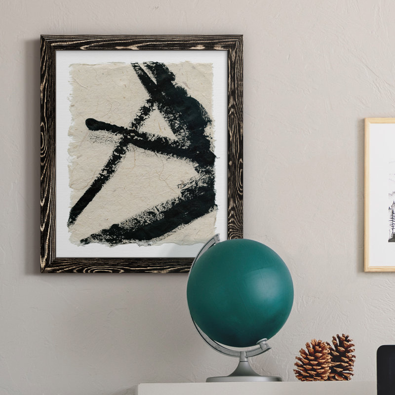 «Lines Crossed I», peinture sur toile encadrée, Cadre noir, H 24 po x l 18 po x P 1,5 po