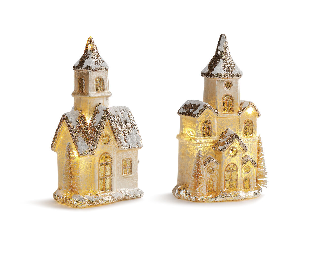 The Holiday Aisle® Lit Snowy Glass House Figures - 2 Assorted & Reviews ...