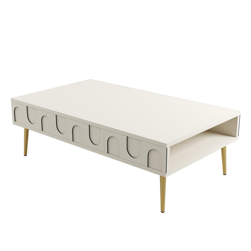 Glorias Coffee Table, Gold, Cream