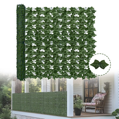 Clôture brise-vue en faux lierre, toile de fond végétale artificielle anti-UV, haie de fausses feuilles de vigne (40 po L x 120 po l)
