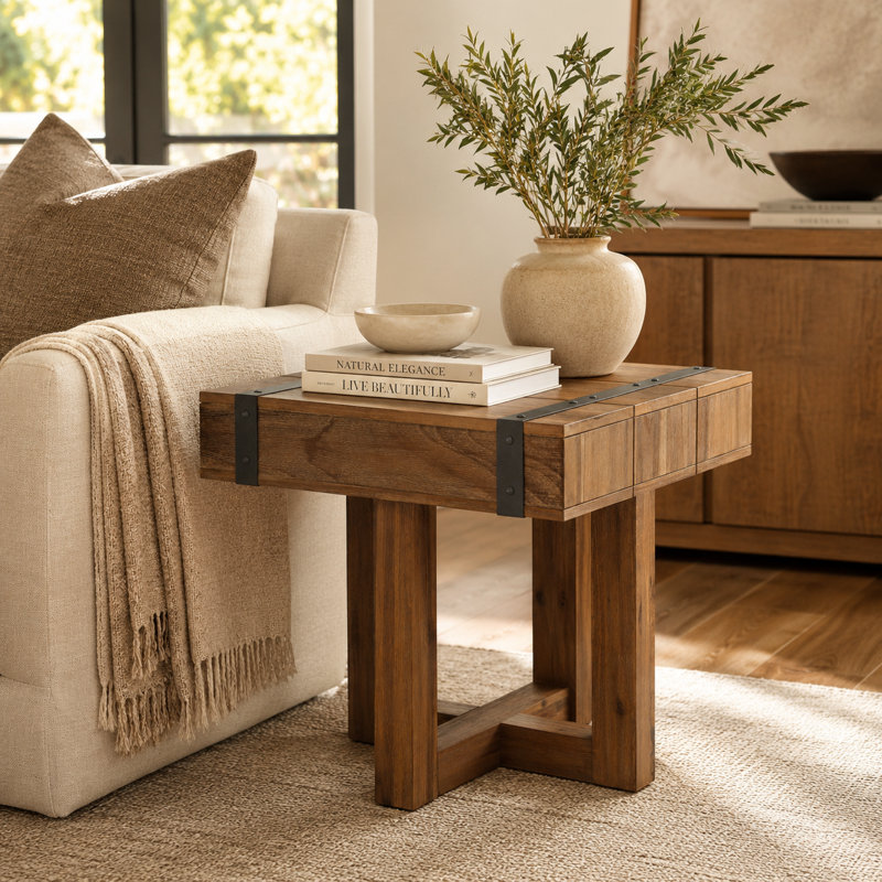 Table de bout en bois Brooklyn Walk - Terre d'ombre brûlée