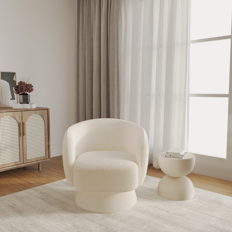 Fauteuil d'appoint pivotant Taccarra, Boucle blanc
