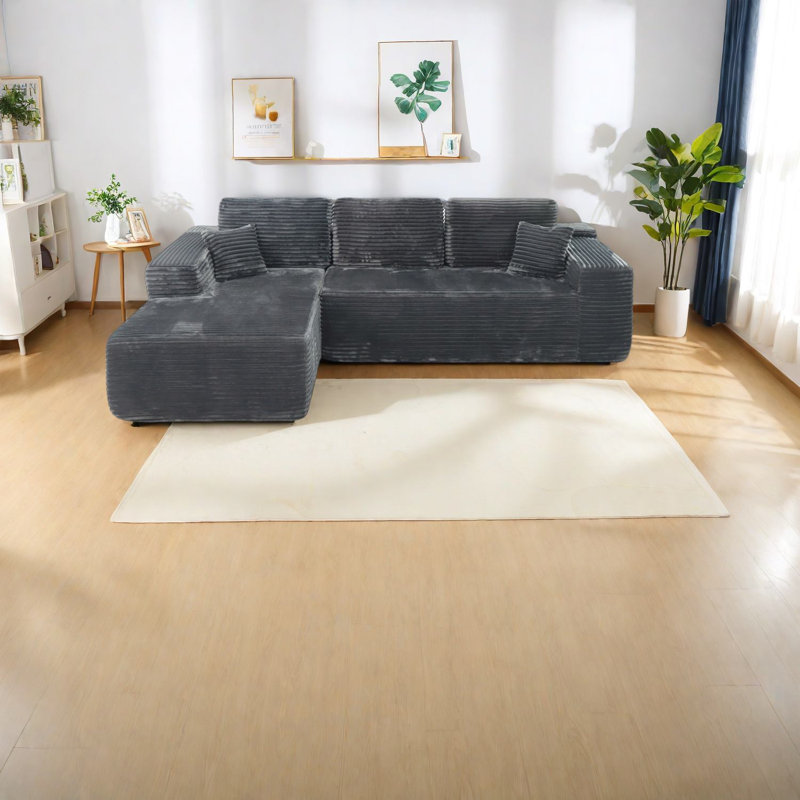 Canapé modulaire en velours côtelé de 105 po