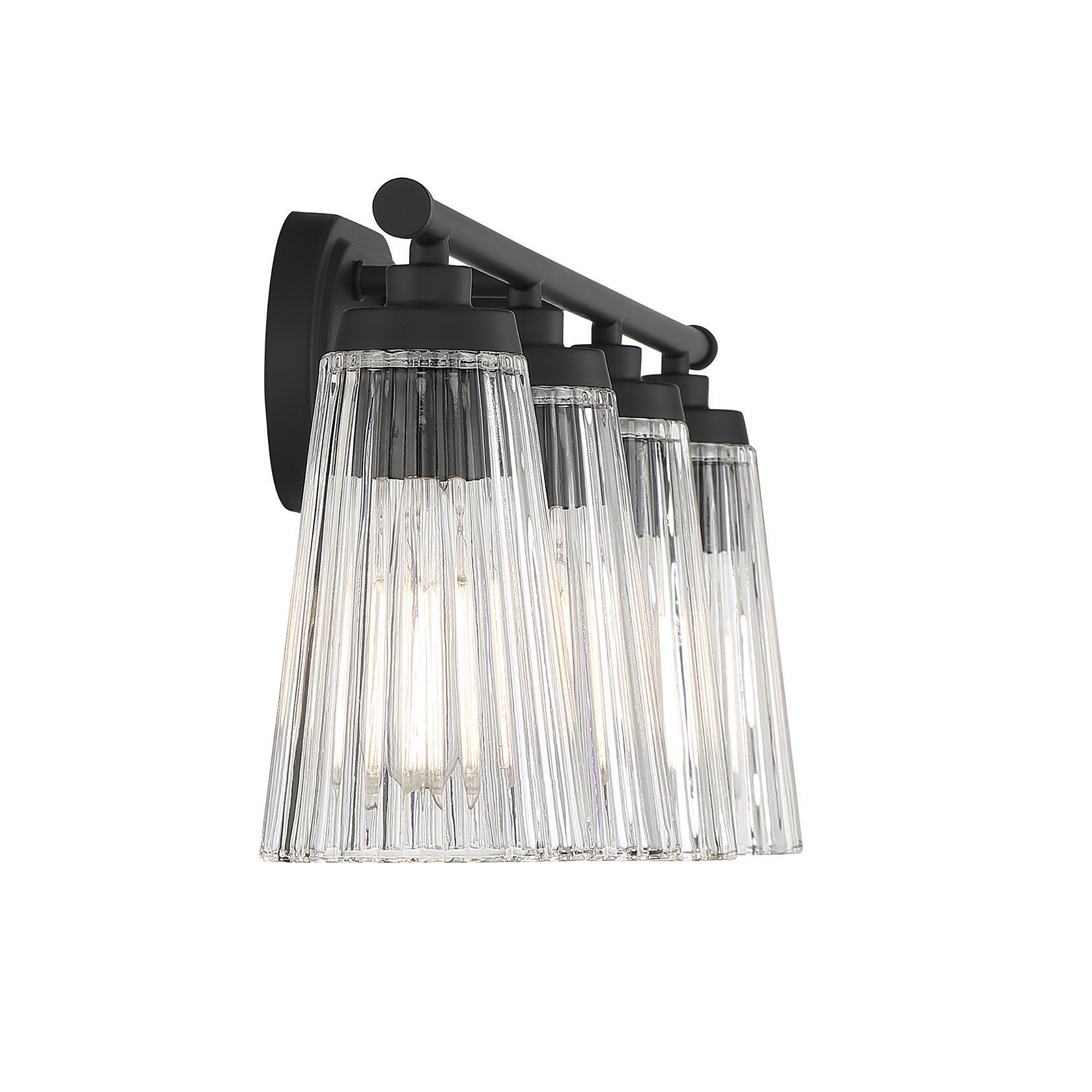 Jeanie 4 Light Ribbed Dimmable Bath Sconce, Black