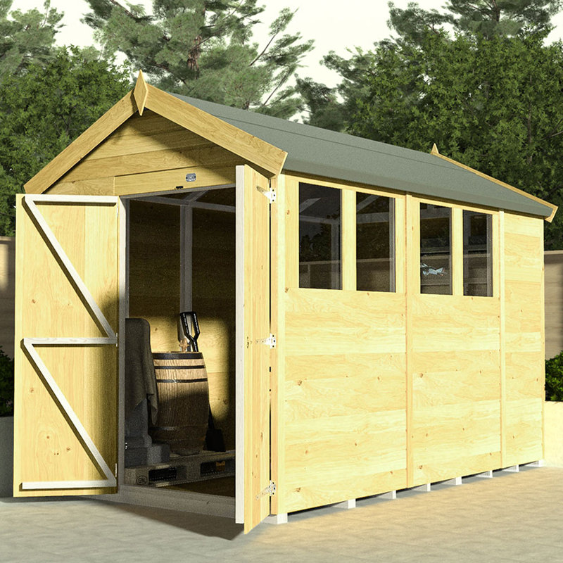4ft x 4ft Apex Shed - Double Door with Window