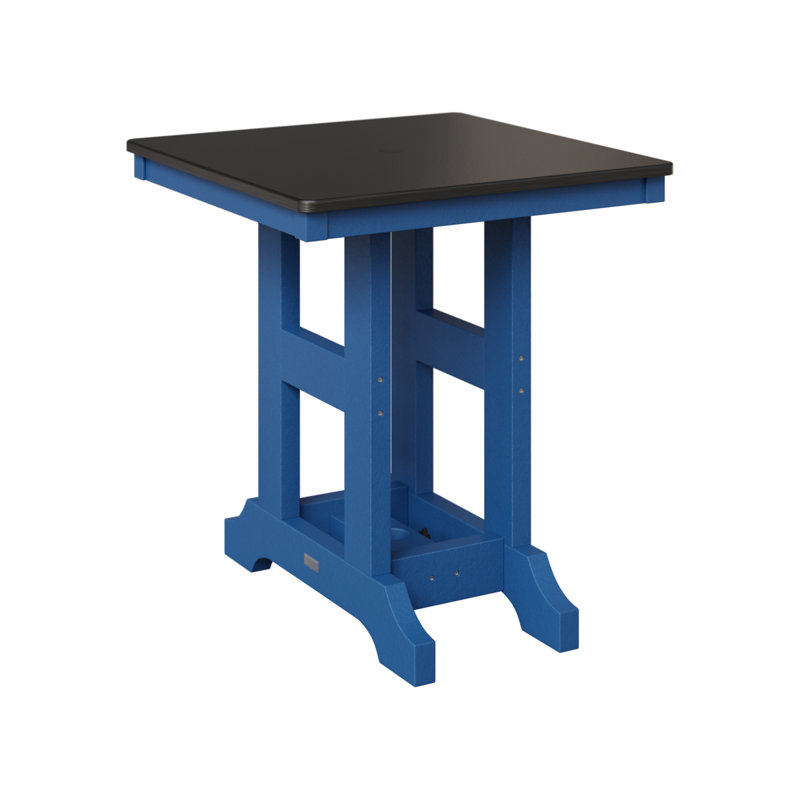 Table de bar d'extérieur carrée Garden Classic, Bleu pacifique, H 35,5 po x l 28 po x P 28 po, Noir martelé