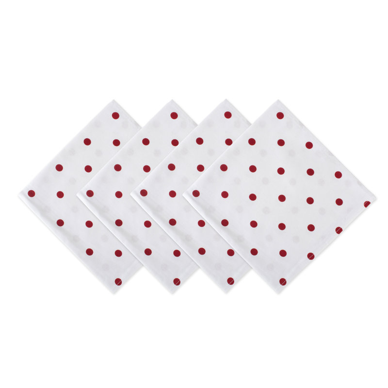 Marriott Cotton Blend Polka Dots Square Napkin, Red/White