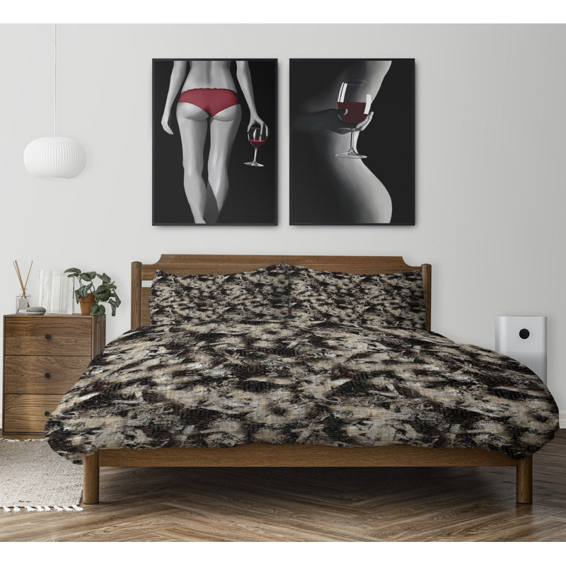Twill Abstract Duvet Cover, Queen Duvet Cover + 2 Standard Pillowcases