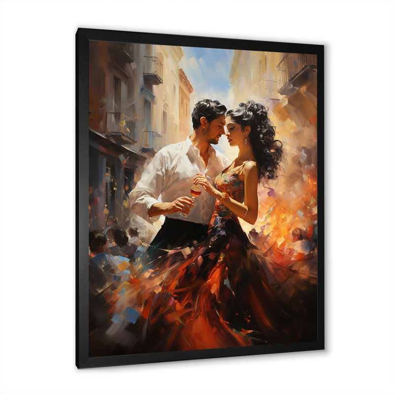 Espagne, couple de danseurs de fiesta espagnole - art mural Espagne, Cadre photo noir, H 20 po x l 12 po x P 1 po