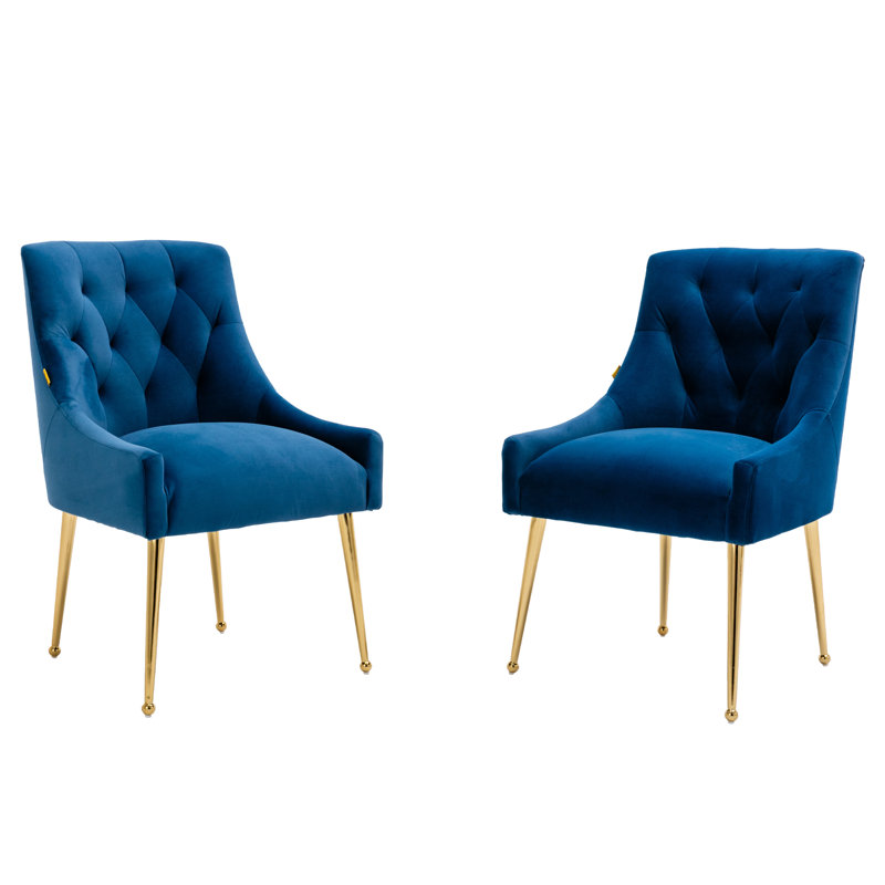 Arbri Velvet Side Chair, Navy Velvet